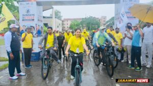 Raksha Khadse Leads Commonwealth Games 2030 Celebration at IIT Guwahati During Special 75th Edition of Fit India Sundays on Cycle. -