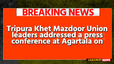 Tripura Khet Mazdoor Union leaders addressed a press conference at Agartala on September 23 . |
