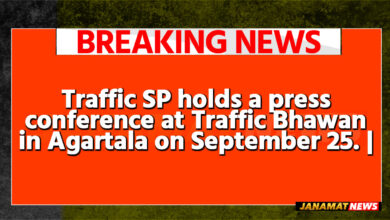 Traffic SP holds a press conference at Traffic Bhawan in Agartala on September 25. |