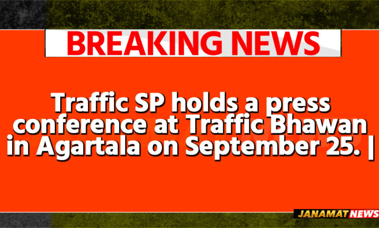 Traffic SP holds a press conference at Traffic Bhawan in Agartala on September 25. |