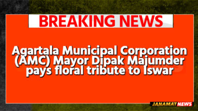 Agartala Municipal Corporation (AMC) Mayor Dipak Majumder pays floral tribute to Iswar Chandra Vidyasagar at Drop Gate area of Agartala on September 26. |