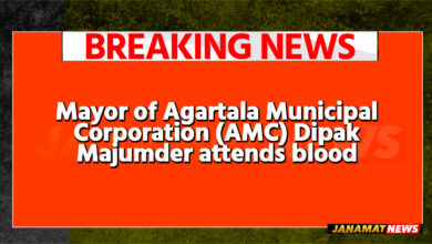 Mayor of Agartala Municipal Corporation (AMC) Dipak Majumder attends blood donation camp organised by Prajapita Brahmakumaris at Ramnagar road no 5 in Agartala on September 27. |
