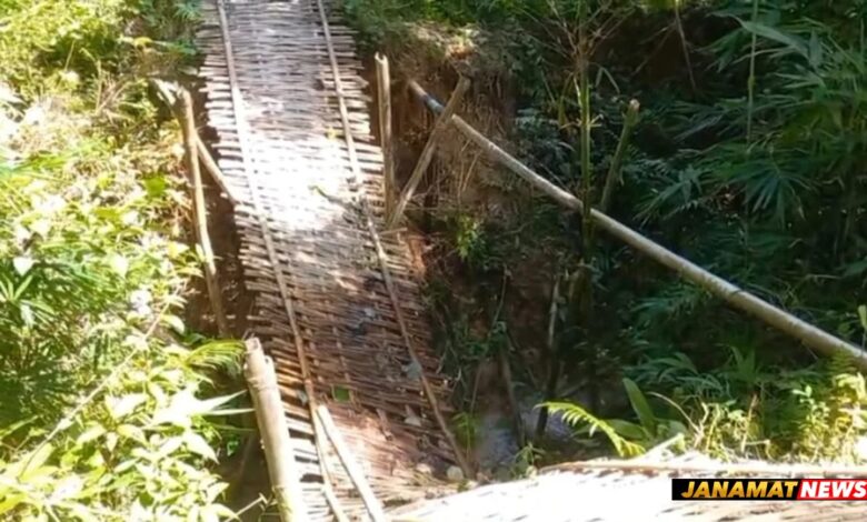 A Concrete Bridge On Paper, A Bamboo Crossing In Reality! More Than 200 Families Suffer As Makeshift Bridge Remains Broken. -