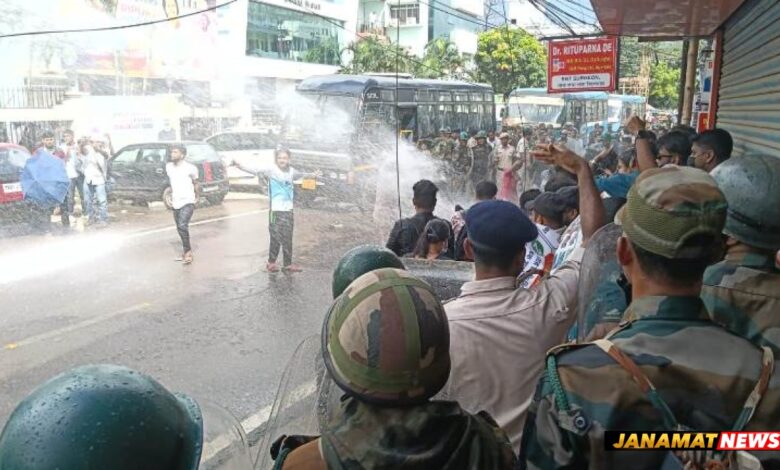 TET aspirants protest turns tense in Agartala; police use water cannons, around 100 detained |