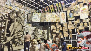 Durga Puja 2026 : Kolkata Baguiati Rail Pukur United Club Durga Puja Celebrating It’s 73rd Year Of Durga Puja With The Theme ‘Collage’ – A Durga Puja Pandal Made From Recycled Newspapers. -