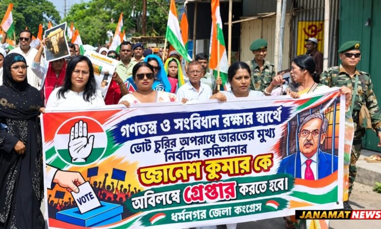 Congress Protest In Dharmanagar, Demands Immediate Arrest Of Chief Election Commissioner. -