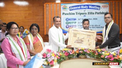 Minister Shukla Charan Noatia and West Tripura Zilla Parishad Sabhadhipati chair a general meeting of the Zilla Parishad in Agartala on September 30. |