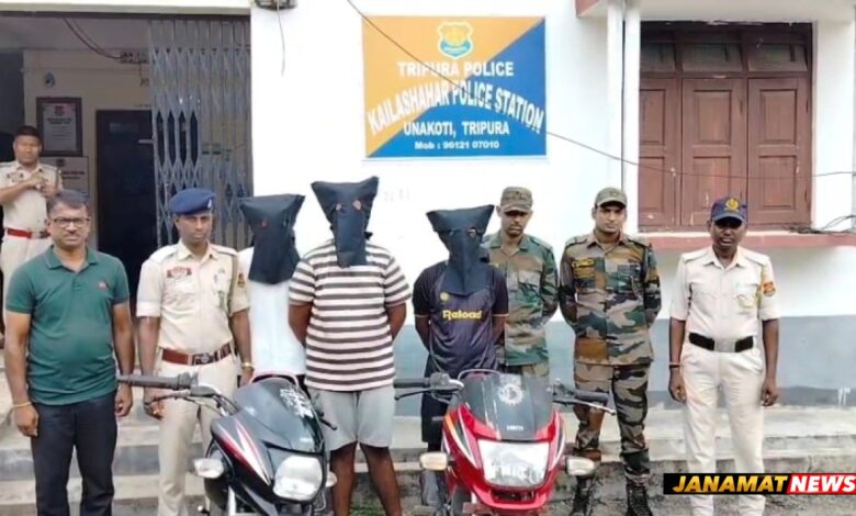 Three bike lifters arrested with two stolen motorcycles in Kailashahar |