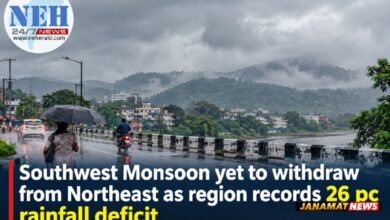 Southwest Monsoon yet to withdraw from Northeast as region records 26 pc rainfall deficit |