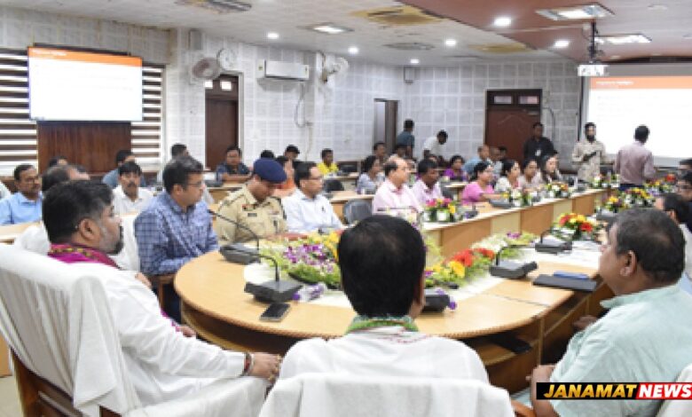 Minister Sushanta Chowdhury attends a preparatory meeting for the Seva Jyoti Yatra at the District Magistrate's Conference Hall in Agartala on October 3. |