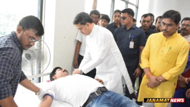 Chief Minister Dr Manik Saha attended a blood donation camp organized by BJP SC Morcha at Muktadhara auditorium in Agartala on October 4. |