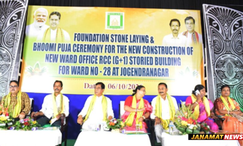 Mayor of Agartala Municipal Corporation (AMC) Dipak Majumder attended Bhumi Pujan ceremony of new building of ward number 28 office at Jogendranagar area of the city on October 6. |