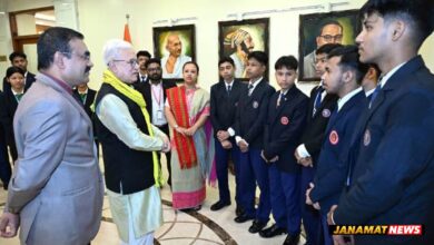 Tripura tribal students on Assam Rifles educational tour interact with Maharashtra Governor Jishnu Dev Varma |