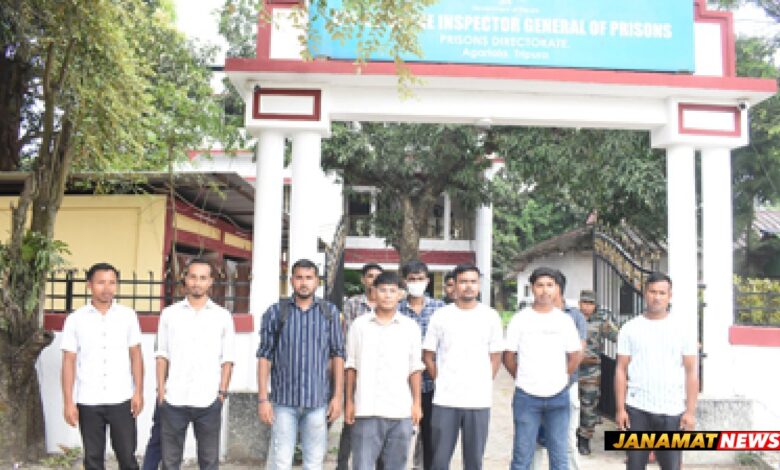 Jail police aspirants organised a demonstration in front of the Prison directorate in Agartala on October 7 seeking their early recruitment. |