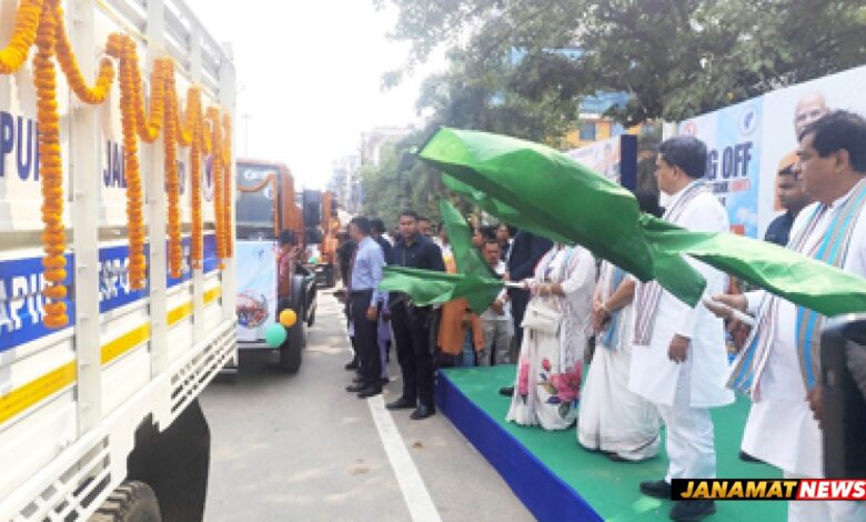 Chief Minister Dr Manik Saha flagged off RRT vehicles under Tripura Jal Board at Agartala on October 8. |