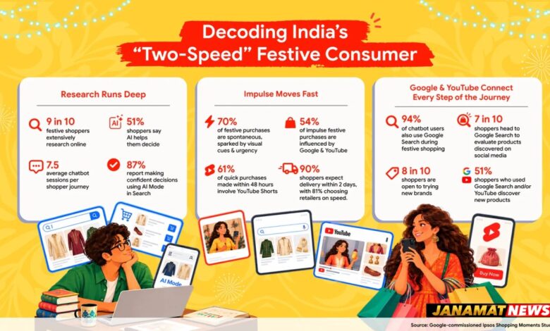 9 In 10 Shoppers Research Extensively, Yet 70% Buy On Impulse: Google Unpacks India’s ‘Two-Speed’ Festive Consumer. -