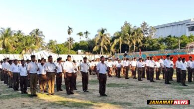 RSS Holds Route March in Dharmanagar on Mahalaya. -