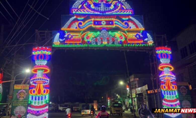 Agartala is illuminated with decorative lights ahead of Durga Puja. |