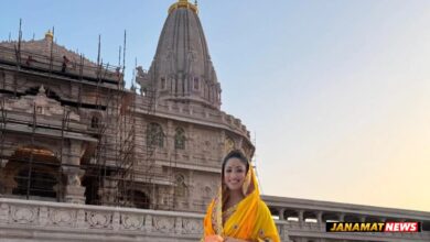 Actress Immerses Herself In Devotion During Her Film’s Promotional Journey. -