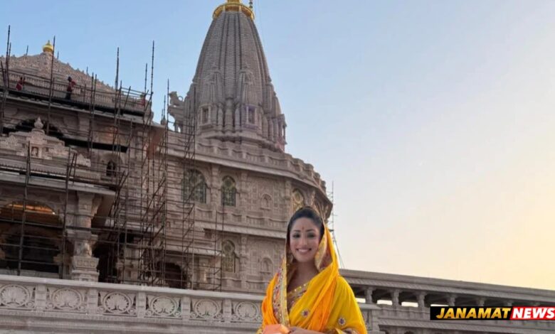 Actress Immerses Herself In Devotion During Her Film’s Promotional Journey. -