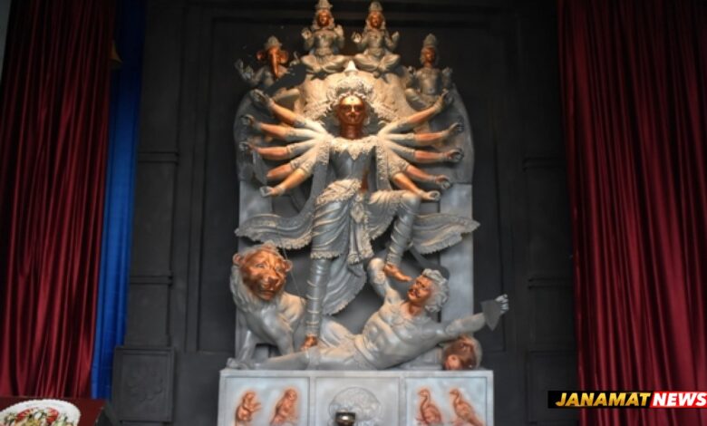 Glimpses of Durga Puja pandal and idols Juva Samaj, Joynagar in Agartala. |