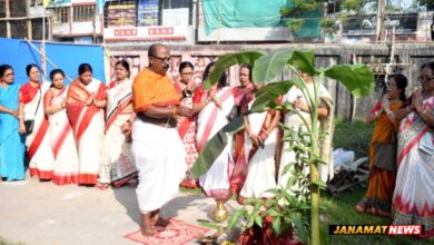Glimpses of Maha Shasti Puja in a community Durga Puja pandal in Agartala. |