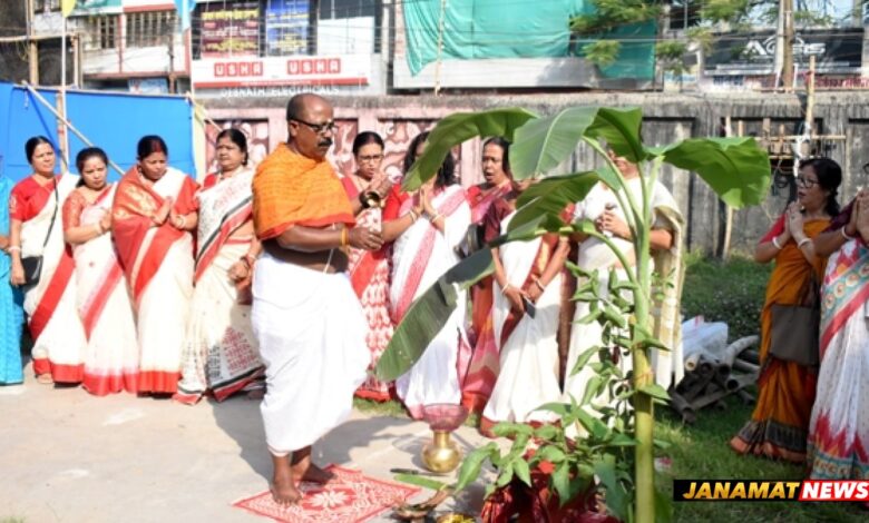 Glimpses of Maha Shasti Puja in a community Durga Puja pandal in Agartala. |